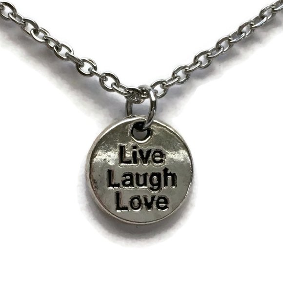 Tampa Coin Creations Jewelry - Live Laugh Love Charm Necklace Tibetan Silver Stainless Steel Chain 4for$20